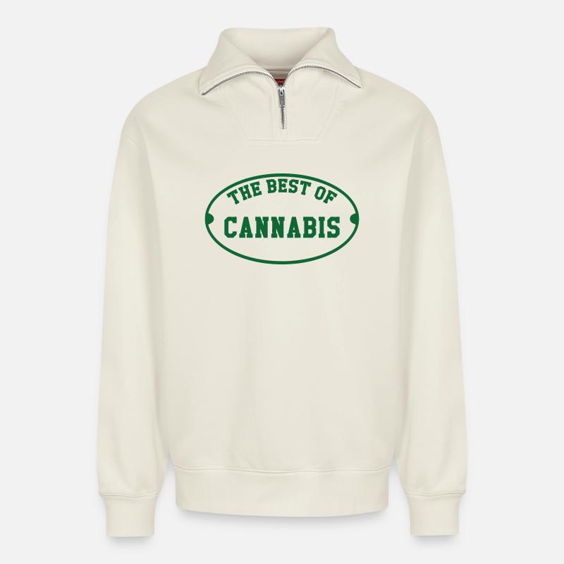 Das Beste aus Cannabis - Relaxed Unisex Organic Half Zip Sweatshirt – von SPREAD - Naturweiß