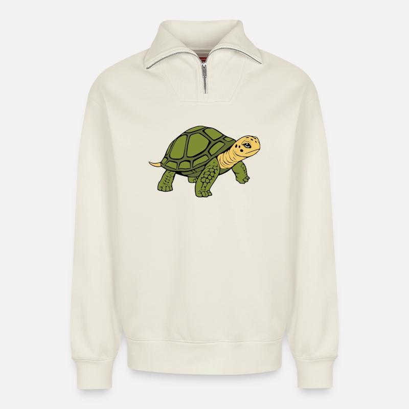 Schildkröten Schildkröten - Relaxed Unisex Organic Half Zip Sweatshirt – von SPREAD - Naturweiß