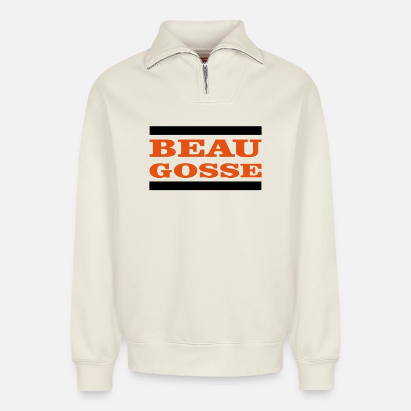 Stattlich - Relaxed Unisex Organic Half Zip Sweatshirt – von SPREAD - Naturweiß