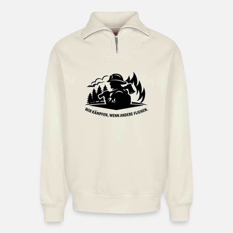 Wildlandfire - Relaxed Unisex Organic Half Zip Sweatshirt – von SPREAD - Naturweiß