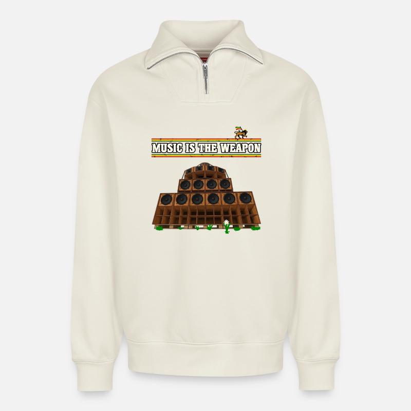 Dub Reggae Music - Relaxed Unisex Organic Half Zip Sweatshirt – von SPREAD - Naturweiß