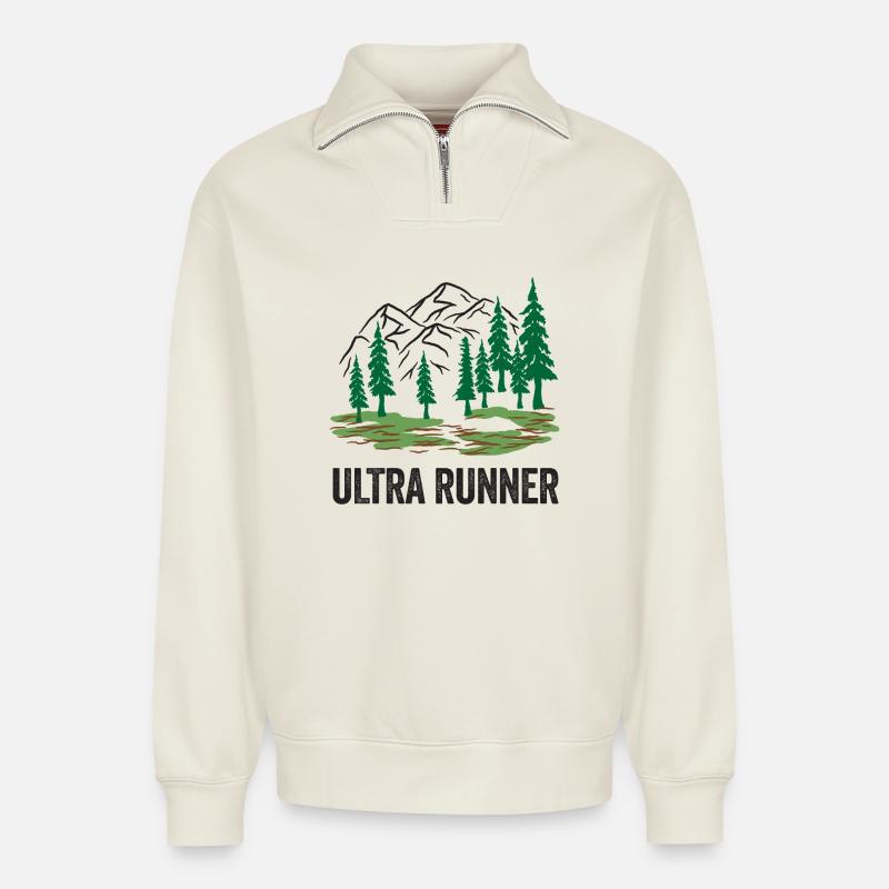 Ultra-Läufer - Relaxed Unisex Organic Half Zip Sweatshirt – von SPREAD - Naturweiß