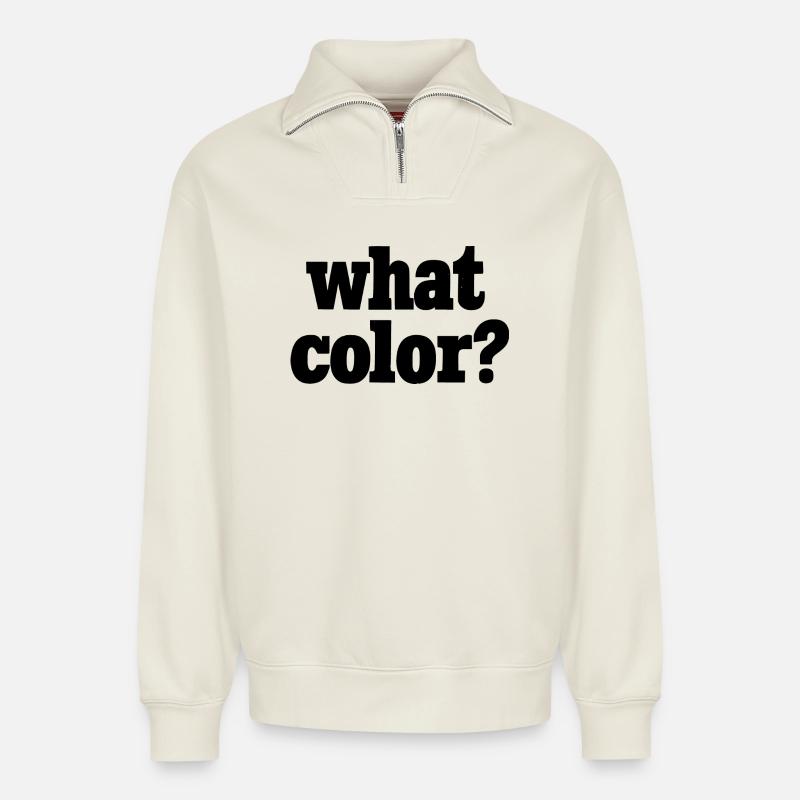 Quelle couleur ? - noir - Sweat unisexe décontracté en coton biologique à demi-zip – de SPREAD - blanc cassé