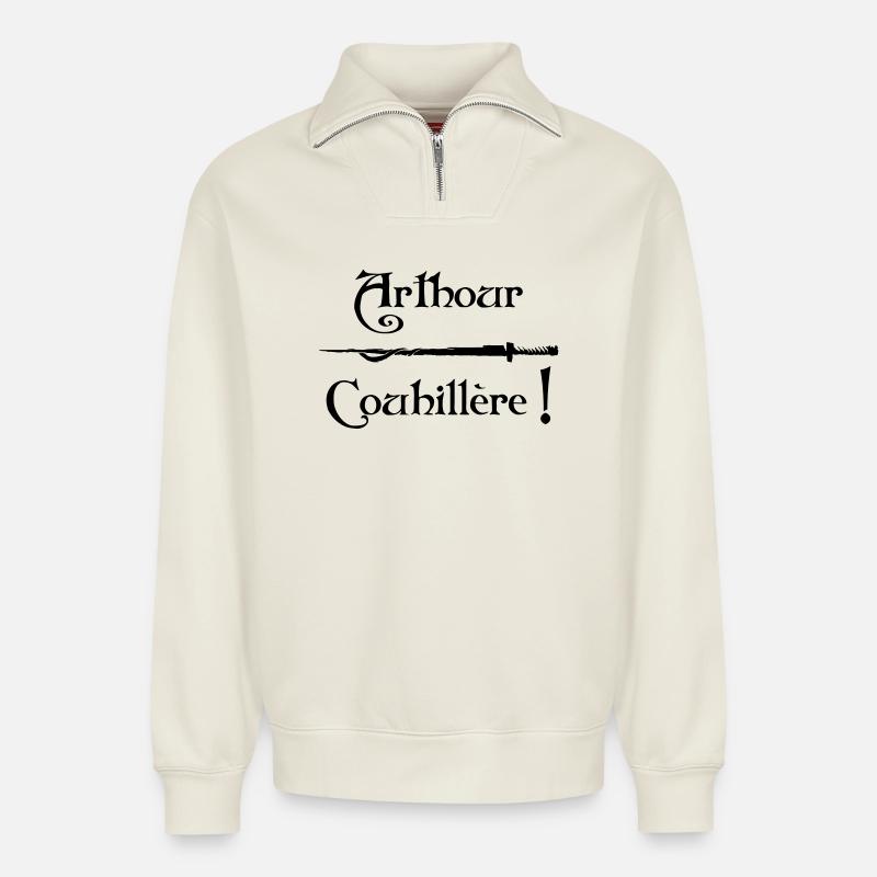 Arthour Couhillère! - Relaxed Unisex Organic Half Zip Sweatshirt – von SPREAD - Naturweiß