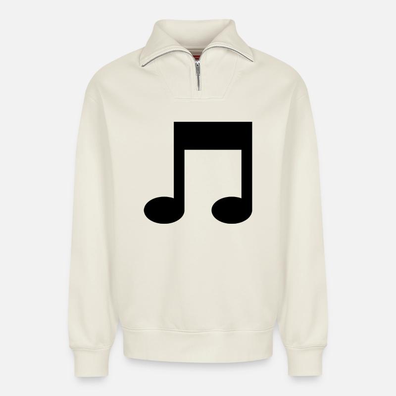 Note musicale - Sweat unisexe décontracté en coton biologique à demi-zip – de SPREAD - blanc cassé