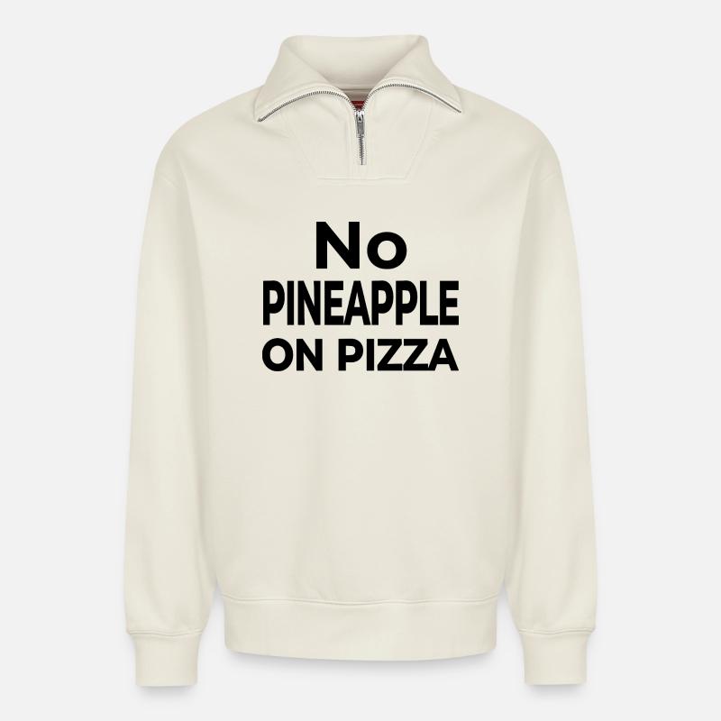 Pizza - Relaxed Unisex Organic Half Zip Sweatshirt – von SPREAD - Naturweiß