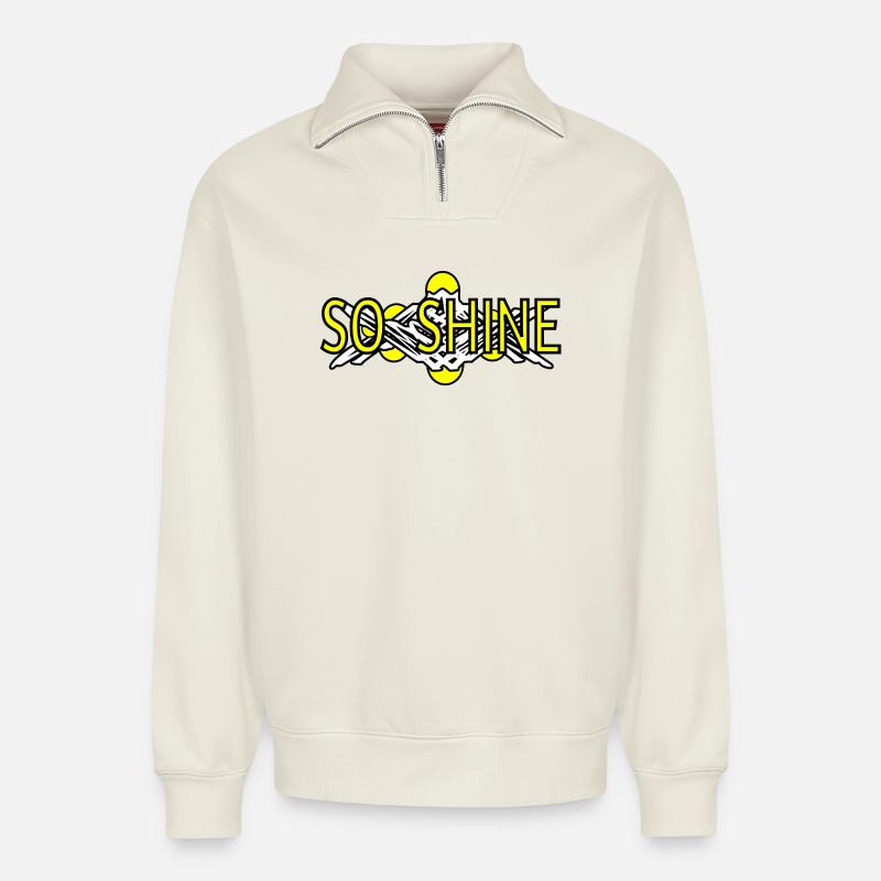 So_Shine - Relaxed Unisex Organic Half Zip Sweatshirt – von SPREAD - Naturweiß