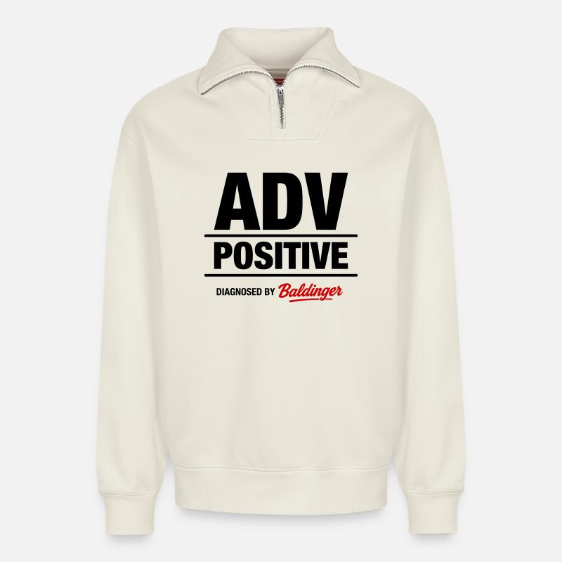 ADV positif - Sweat unisexe décontracté en coton biologique à demi-zip – de SPREAD - blanc cassé