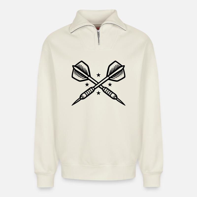 Dartpfeile Symbol - Relaxed Unisex Organic Half Zip Sweatshirt – von SPREAD - Naturweiß