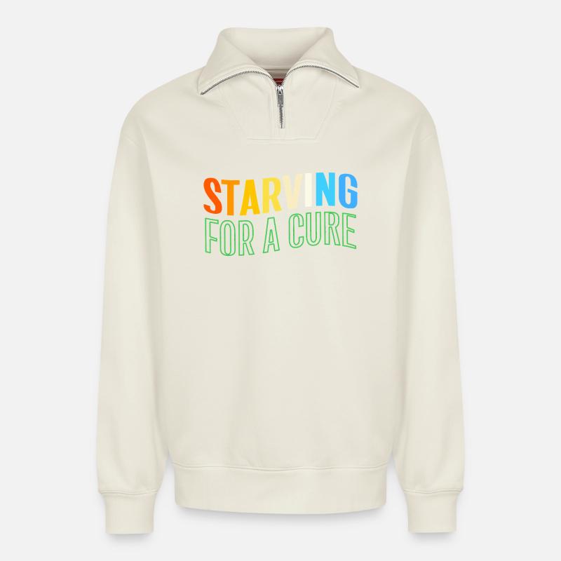 Gastroparese - Relaxed Unisex Organic Half Zip Sweatshirt – von SPREAD - Naturweiß