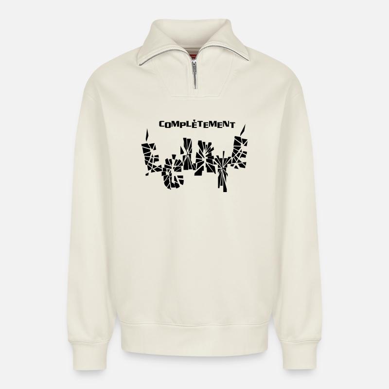 KOMPLETT EXPLODIERT! - Relaxed Unisex Organic Half Zip Sweatshirt – von SPREAD - Naturweiß
