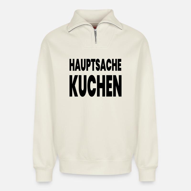 Cake - Relaxed Unisex Organic Half Zip Sweatshirt – by SPREAD - off white