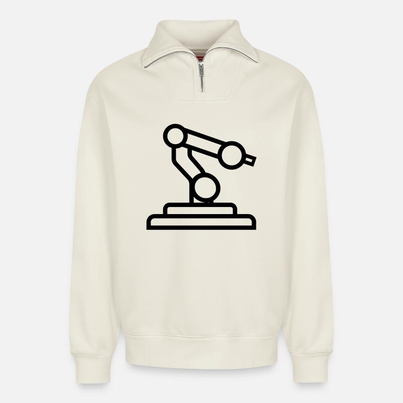 Roboterarm - Relaxed Unisex Organic Half Zip Sweatshirt – von SPREAD - Naturweiß