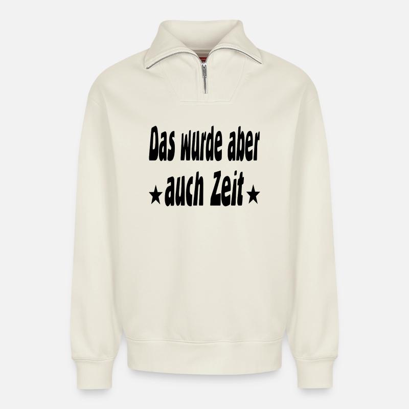 Zeit - Relaxed Unisex Organic Half Zip Sweatshirt – von SPREAD - Naturweiß