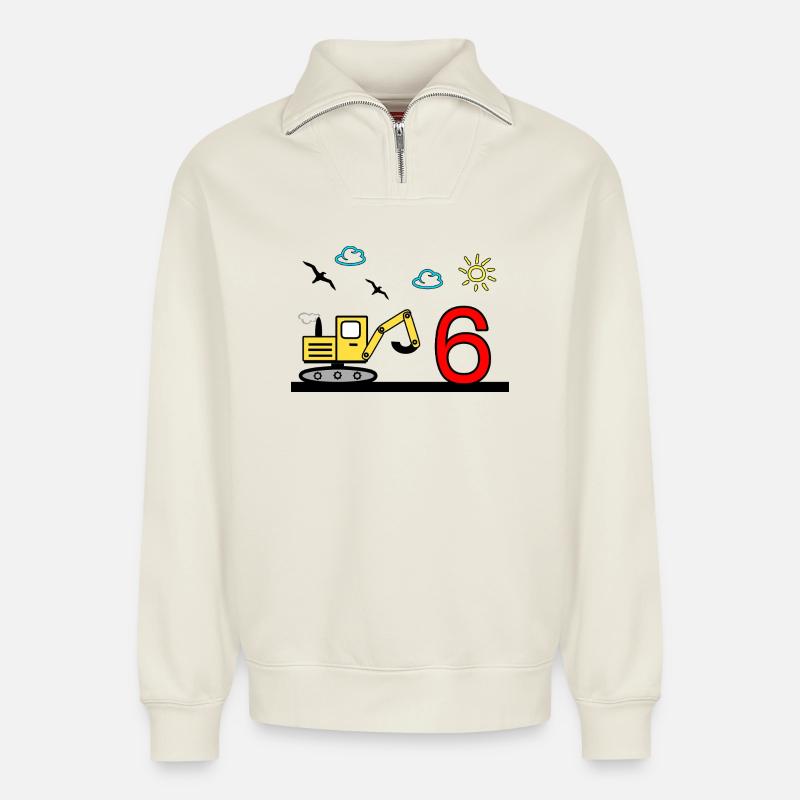 Bagger - Relaxed Unisex Organic Half Zip Sweatshirt – von SPREAD - Naturweiß