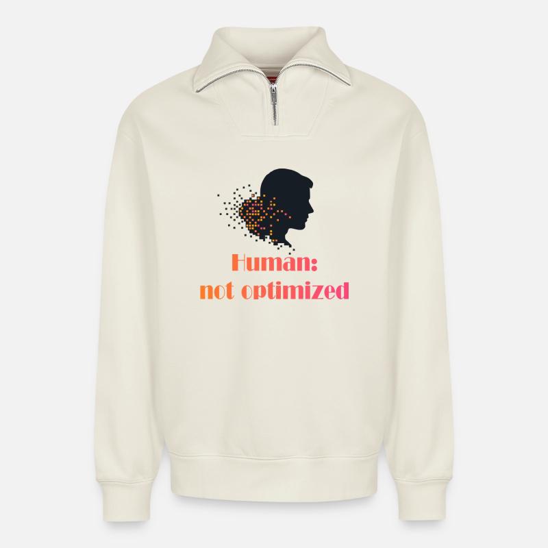 Nicht optimiert - Relaxed Unisex Organic Half Zip Sweatshirt – von SPREAD - Naturweiß