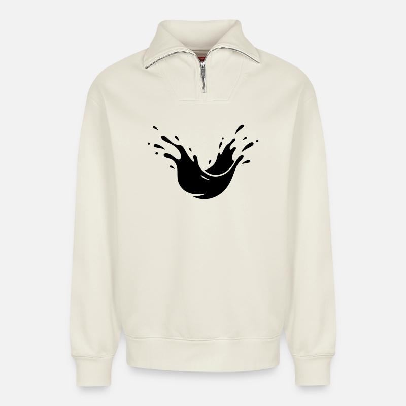 Mud Splash Dirt Splash - Relaxed Unisex Organic Half Zip Sweatshirt – by SPREAD - off white