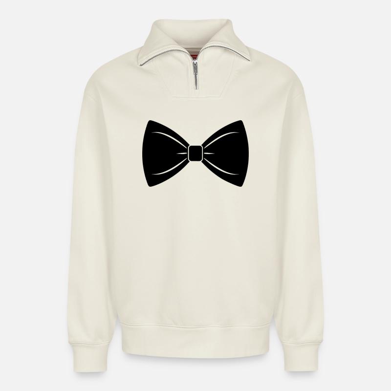 Fliege - Relaxed Unisex Organic Half Zip Sweatshirt – von SPREAD - Naturweiß