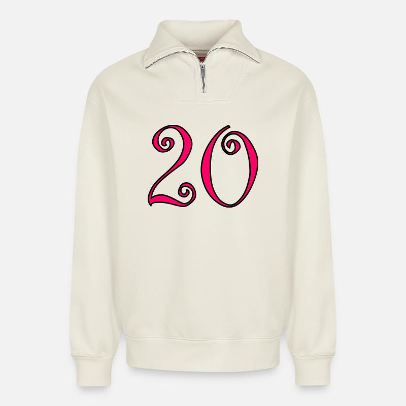 Farbe2-460_text234-2-50-5-4-8-6-8-7-3-0-6-3-3 - Relaxed Unisex Organic Half Zip Sweatshirt – von SPREAD - Naturweiß
