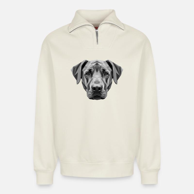 Rhodesian Ridgeback Jagdhund Hunde Stolz Ridgeback - Relaxed Unisex Organic Half Zip Sweatshirt – von SPREAD - Naturweiß