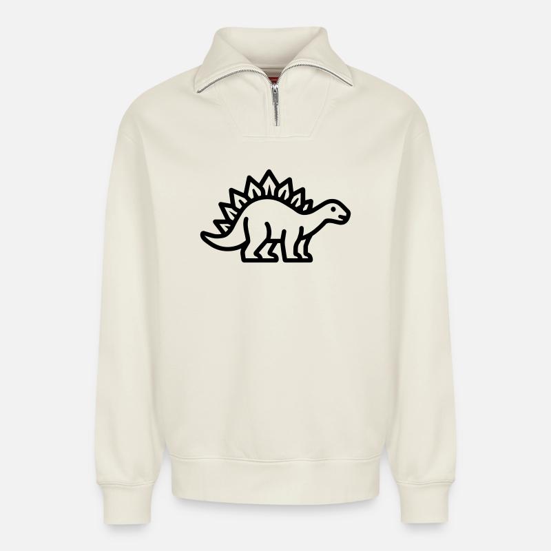 stegosaurus - Relaxed Unisex Organic Half Zip Sweatshirt – by SPREAD - off white