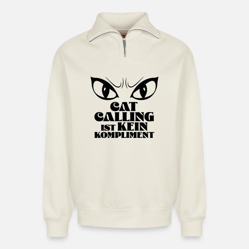Catcalling ist kein Kompliment! - Relaxed Unisex Organic Half Zip Sweatshirt – von SPREAD - Naturweiß