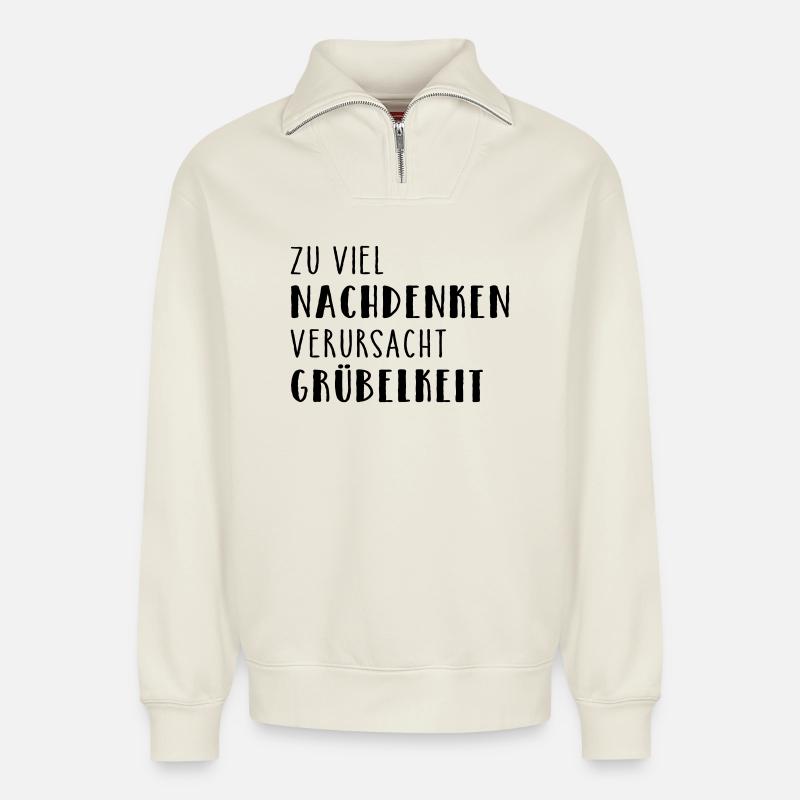 Brooding - Relaxed Unisex Organic Half Zip Sweatshirt – by SPREAD - off white