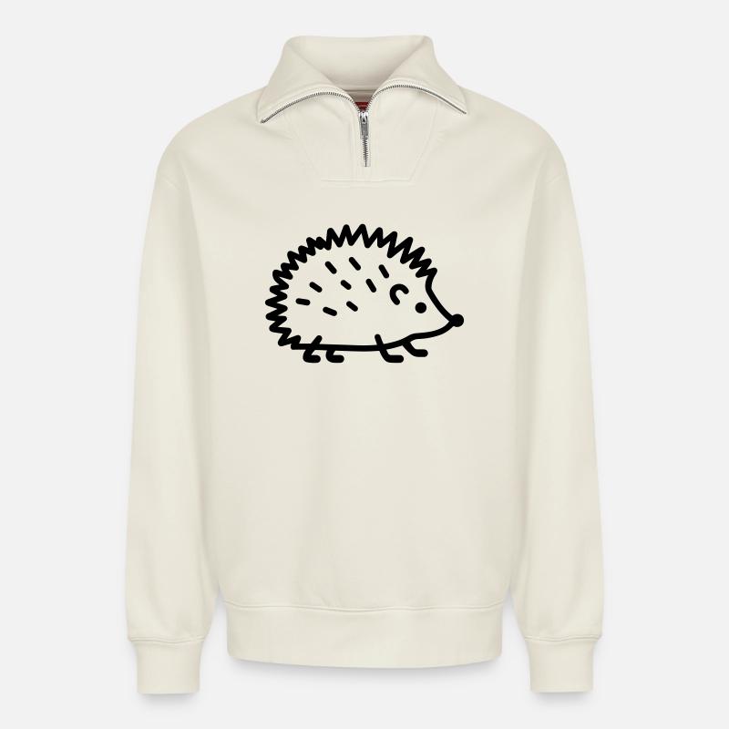 Igel - Relaxed Unisex Organic Half Zip Sweatshirt – von SPREAD - Naturweiß