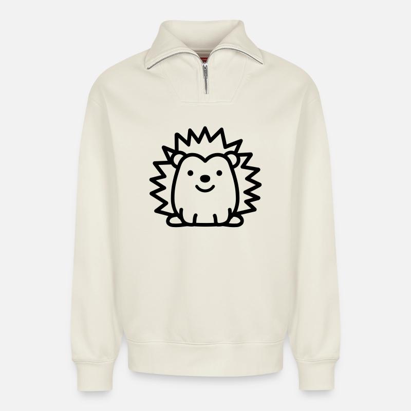 Igel - Relaxed Unisex Organic Half Zip Sweatshirt – von SPREAD - Naturweiß