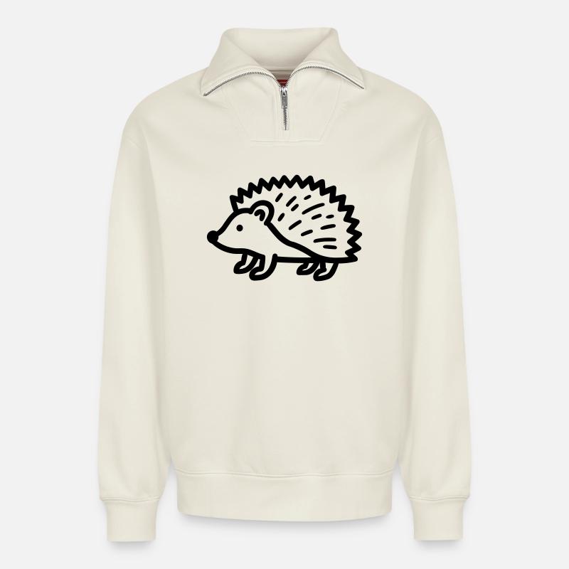 Igel - Relaxed Unisex Organic Half Zip Sweatshirt – von SPREAD - Naturweiß