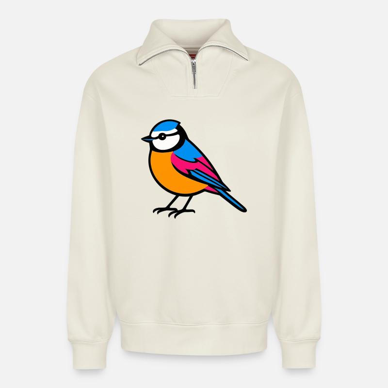 Blue Flat Design Minimalistisch - Relaxed Unisex Organic Half Zip Sweatshirt – von SPREAD - Naturweiß