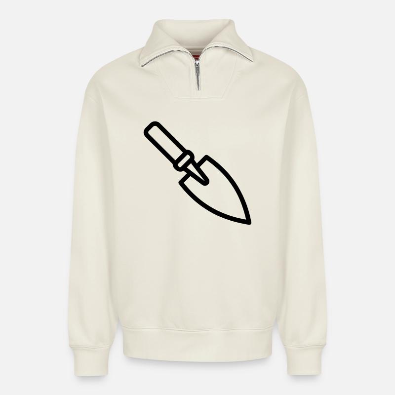 Trowel - Relaxed Unisex Organic Half Zip Sweatshirt – by SPREAD - off white