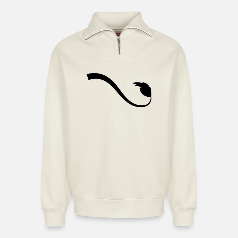 Queue de lion - Sweat unisexe décontracté en coton biologique à demi-zip – de SPREAD - blanc cassé