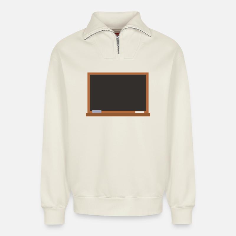 Schultafel - Relaxed Unisex Organic Half Zip Sweatshirt – von SPREAD - Naturweiß