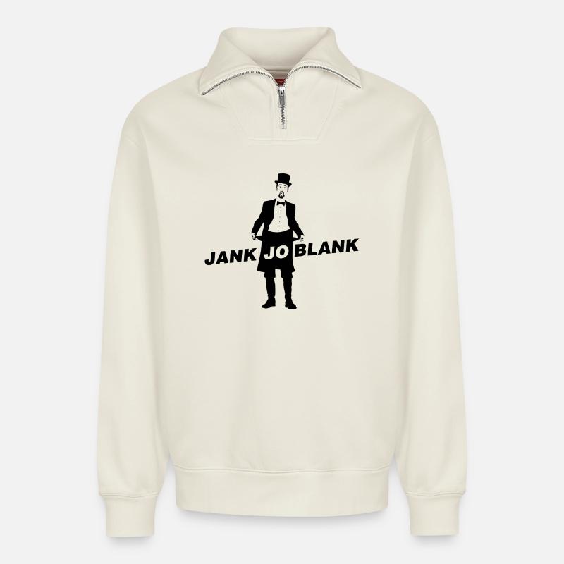 JANK JO BLANK - Relaxed Unisex Organic Half Zip Sweatshirt – von SPREAD - Naturweiß