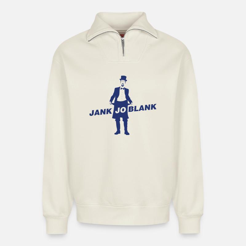 JANK JO BLANK - Relaxed Unisex Organic Half Zip Sweatshirt – von SPREAD - Naturweiß