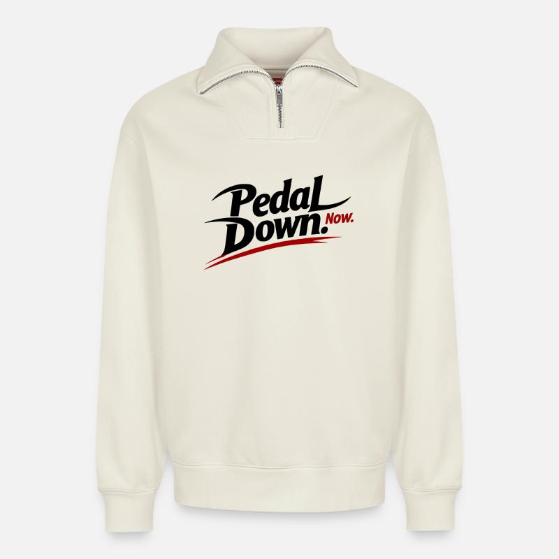 Roter Pinselstrich Now - Relaxed Unisex Organic Half Zip Sweatshirt – von SPREAD - Naturweiß