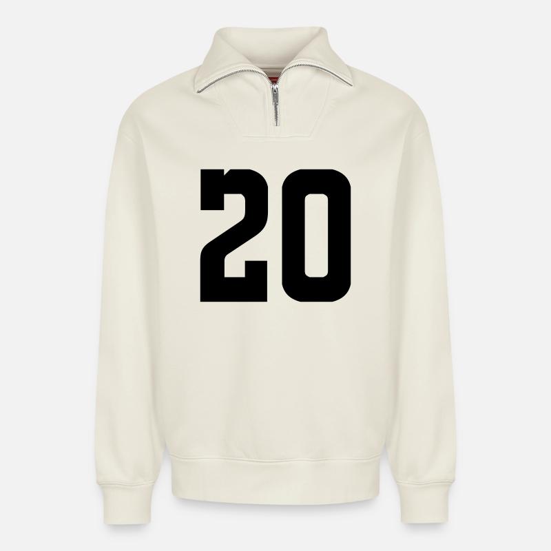 20 - Relaxed Unisex Organic Half Zip Sweatshirt – von SPREAD - Naturweiß