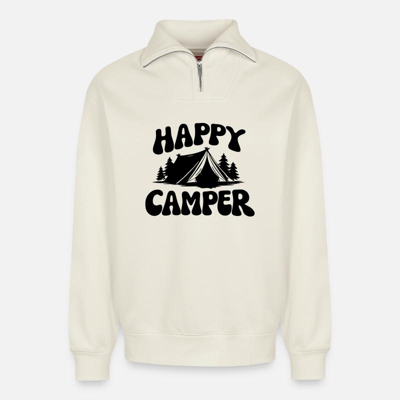 Camper - Relaxed Unisex Organic Half Zip Sweatshirt – von SPREAD - Naturweiß