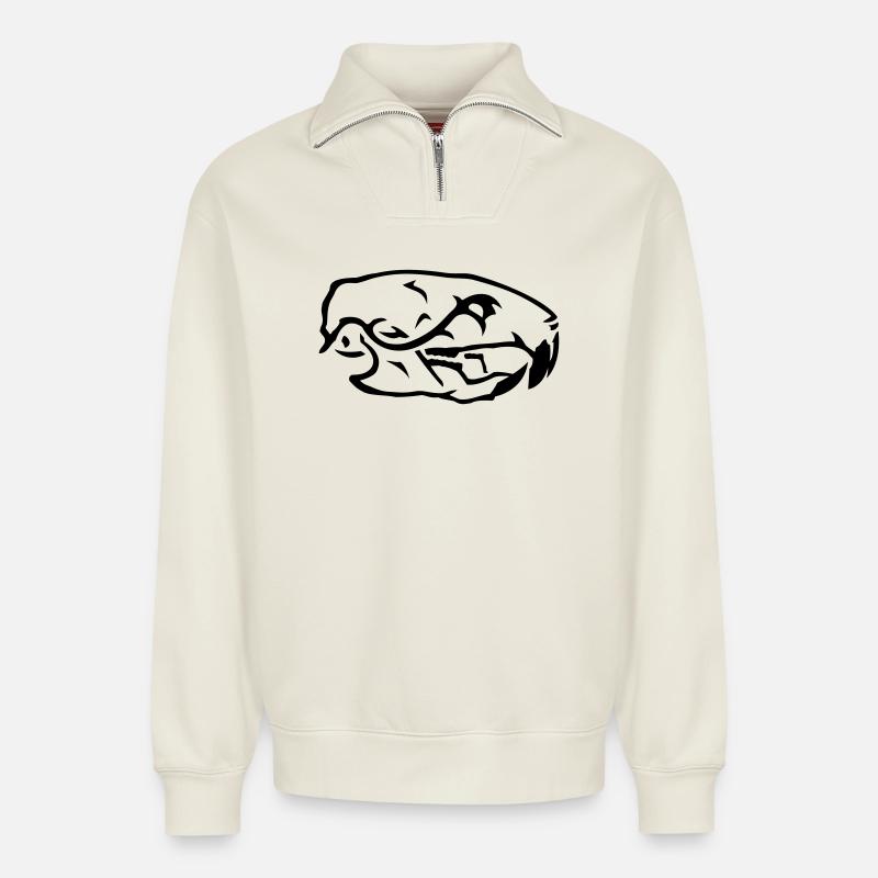 Ratten Skull Schädel - Relaxed Unisex Organic Half Zip Sweatshirt – von SPREAD - Naturweiß