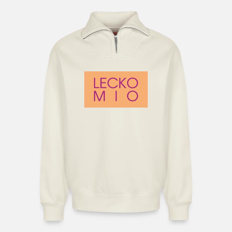 Lecko Mio  - Relaxed Unisex Organic Half Zip Sweatshirt – von SPREAD - Naturweiß