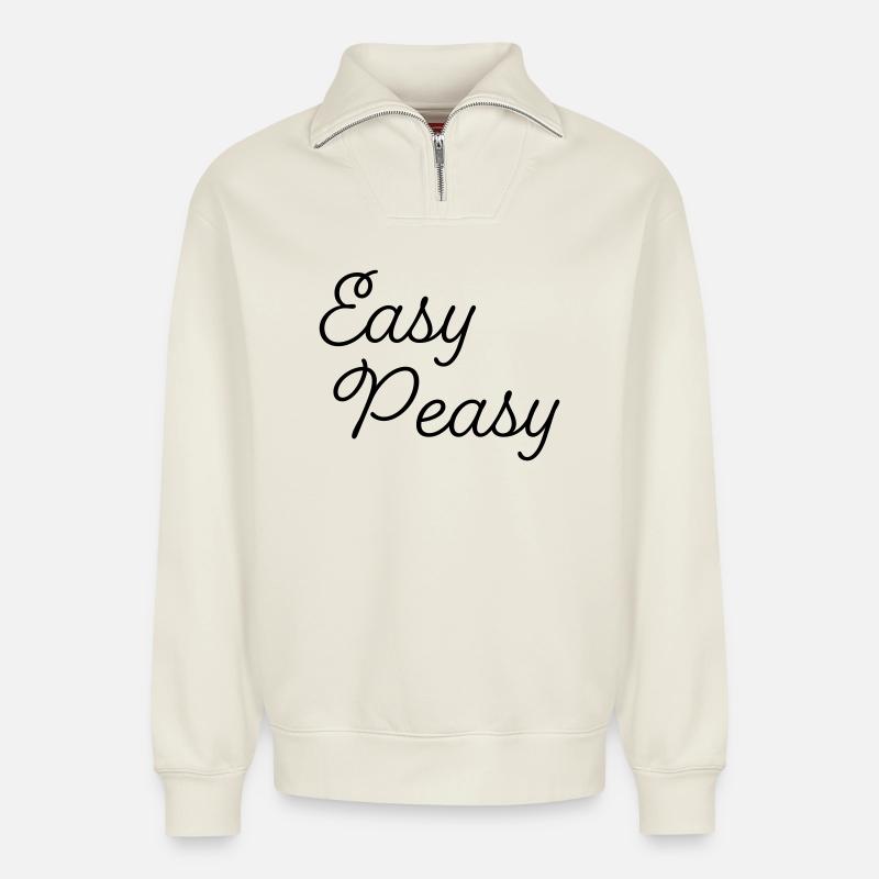 Easy Peasy - Relaxed Unisex Organic Half Zip Sweatshirt – by SPREAD - off white