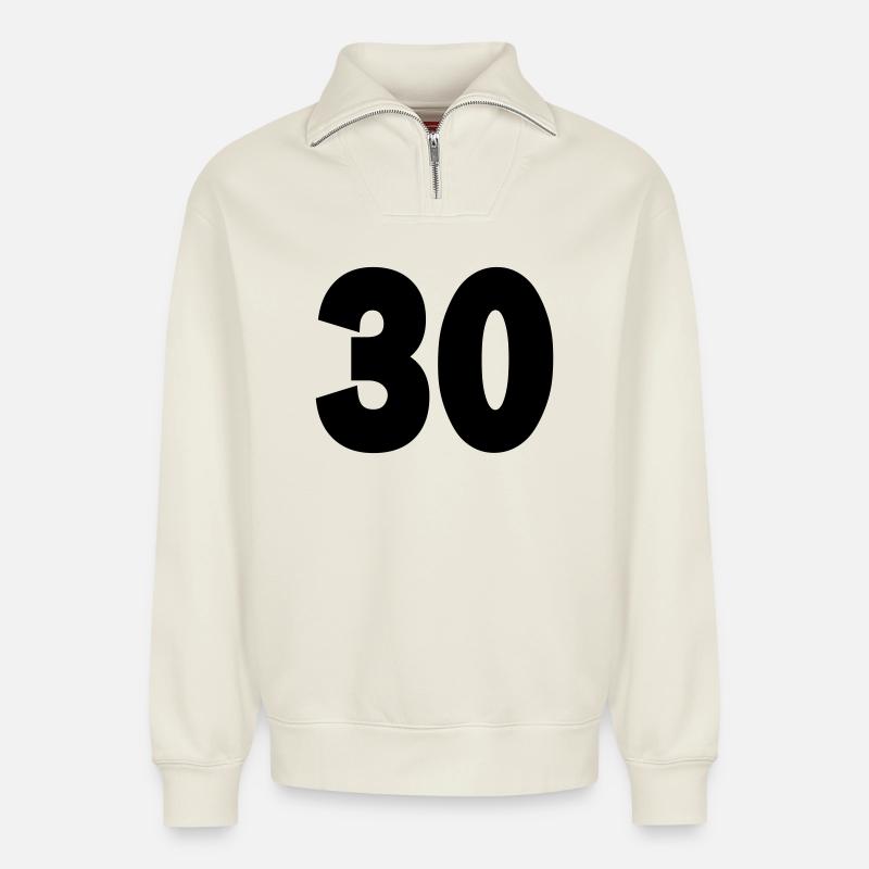 30 - Relaxed Unisex Organic Half Zip Sweatshirt – von SPREAD - Naturweiß