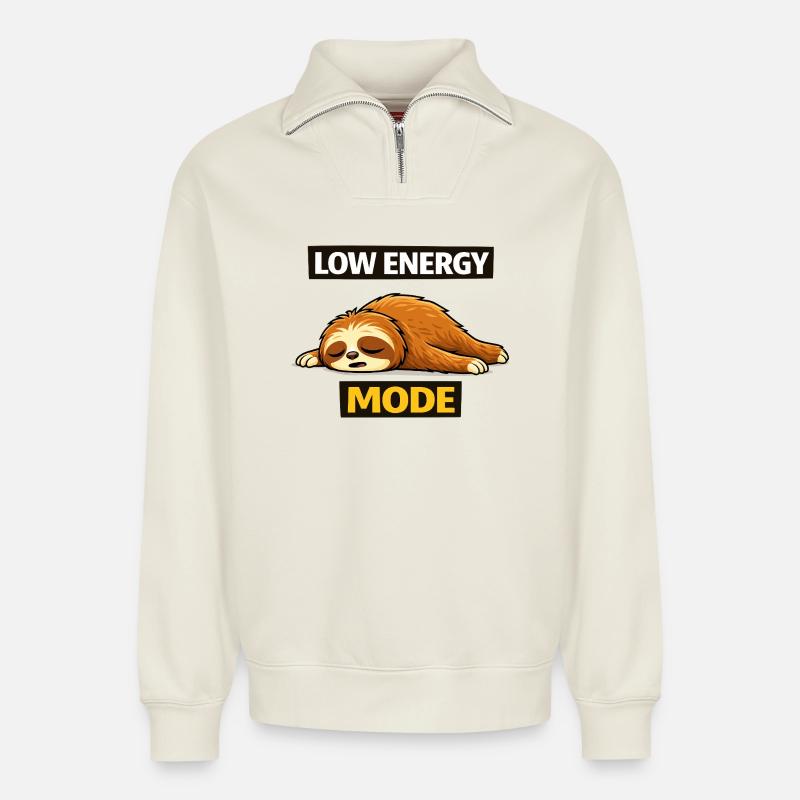 Niedrigenergetischer Faultiermodus - Relaxed Unisex Organic Half Zip Sweatshirt – von SPREAD - Naturweiß
