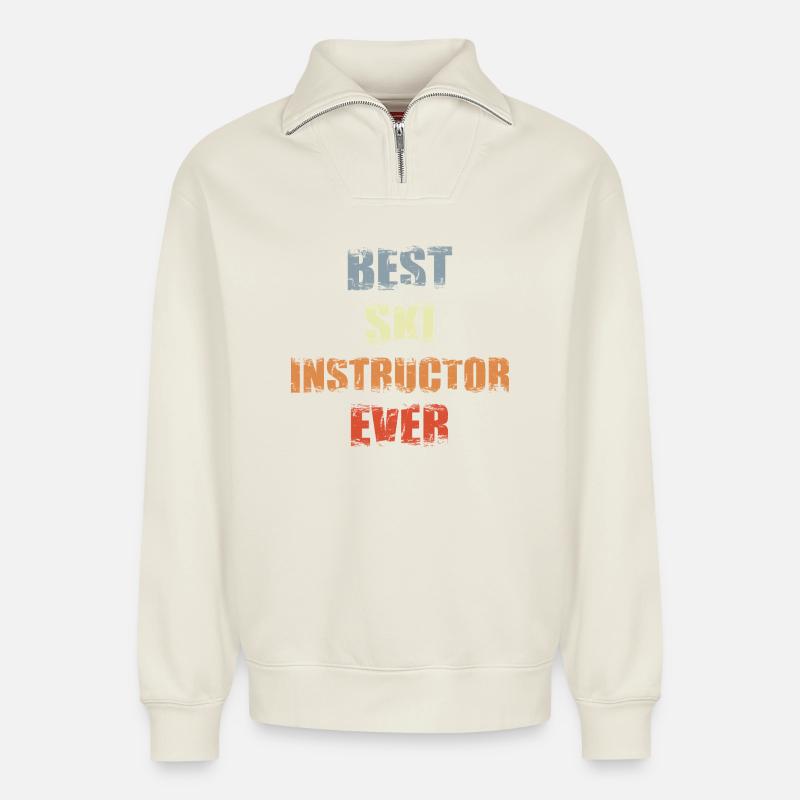 Skitrainer - Relaxed Unisex Organic Half Zip Sweatshirt – von SPREAD - Naturweiß