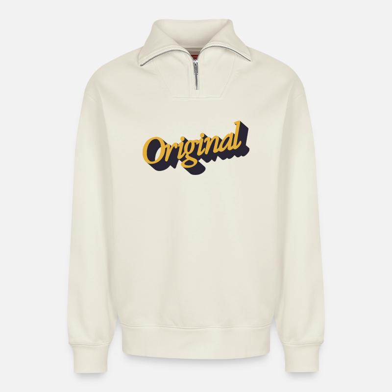 Original Lettering - Relaxed Unisex Organic Half Zip Sweatshirt – by SPREAD - off white