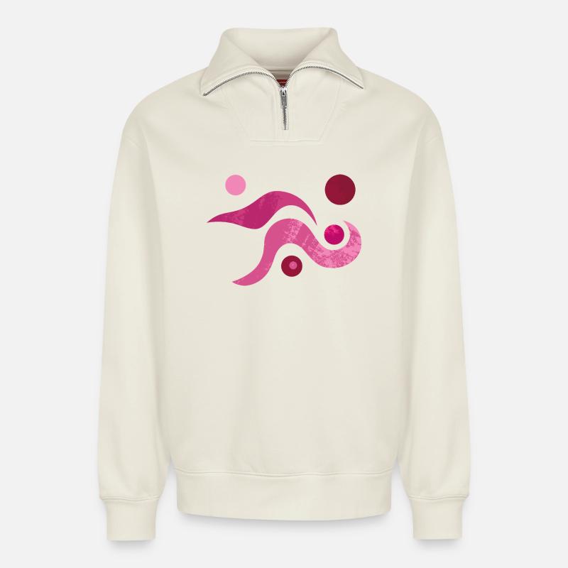 yoga-design_52 - Relaxed Unisex Organic Half Zip Sweatshirt – von SPREAD - Naturweiß