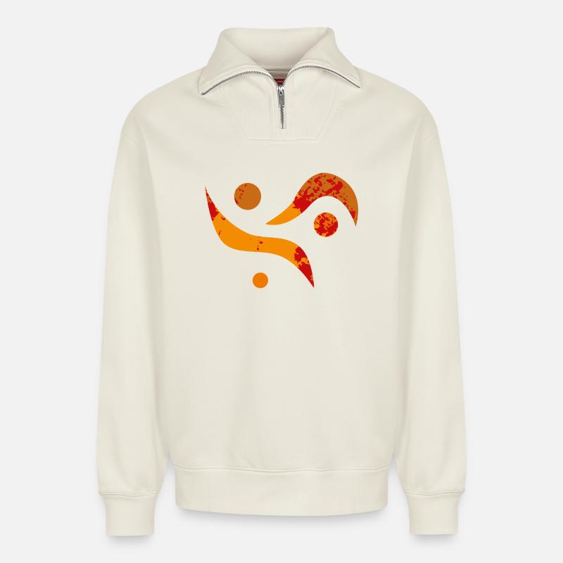 yoga-design_35 - Relaxed Unisex Organic Half Zip Sweatshirt – von SPREAD - Naturweiß