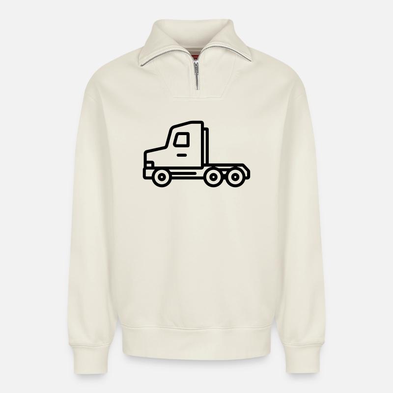 Lkw - Relaxed Unisex Organic Half Zip Sweatshirt – von SPREAD - Naturweiß