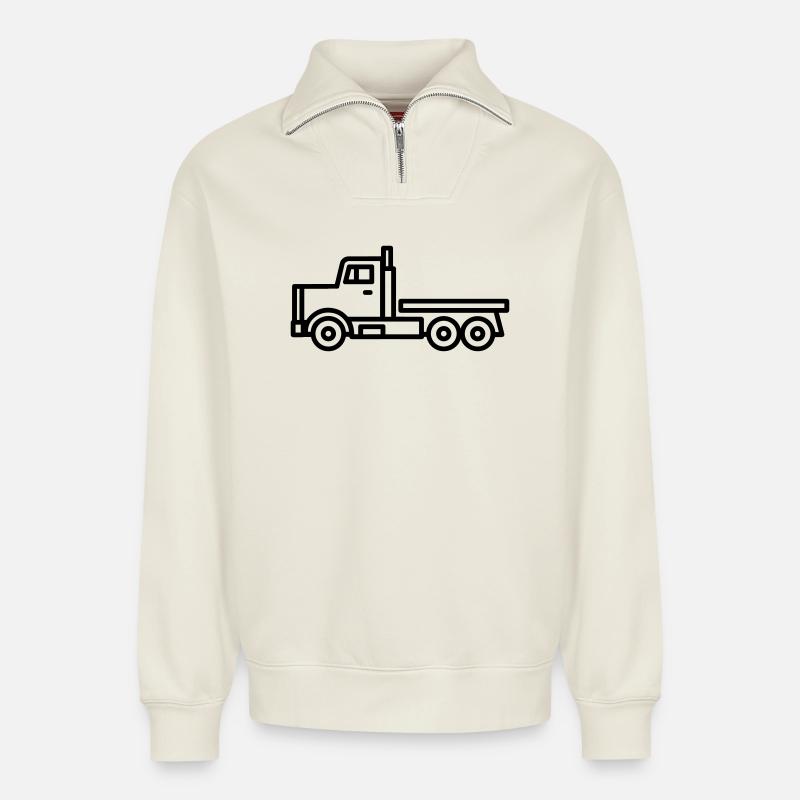 Lkw - Relaxed Unisex Organic Half Zip Sweatshirt – von SPREAD - Naturweiß